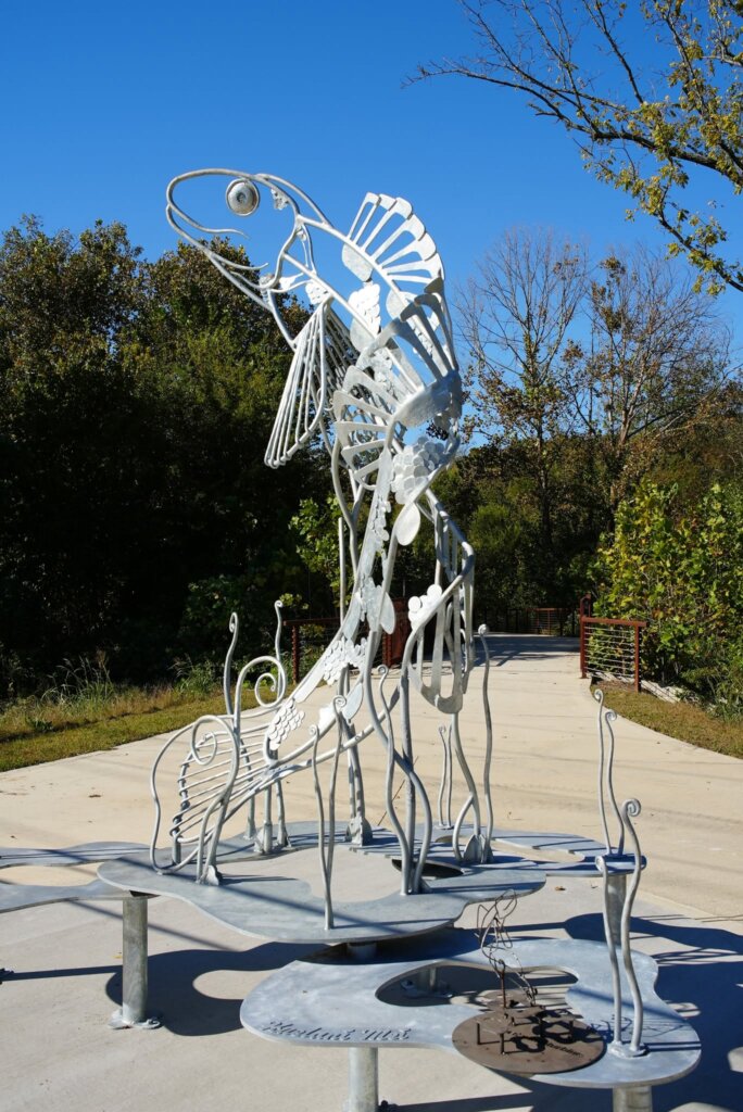 Etowah darter scultpure in downtown Canton
