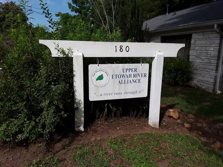 The Upper Etowah River Alliance sign at the main office in Canton, GA