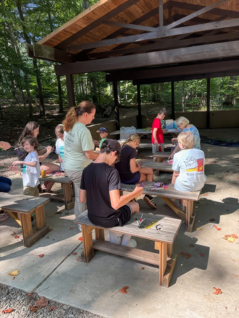 Kids learning in an outdoor classroom presented by the Upper Etowah River Alliance.