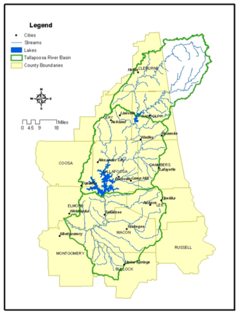 Map of the Coosa Tallapoosa River Basin