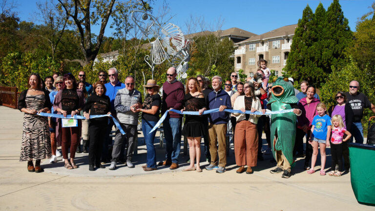 Etowah darter scultpure unveiling ribbon cutting event