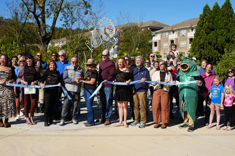 Etowah darter scultpure unveiling ribbon cutting event